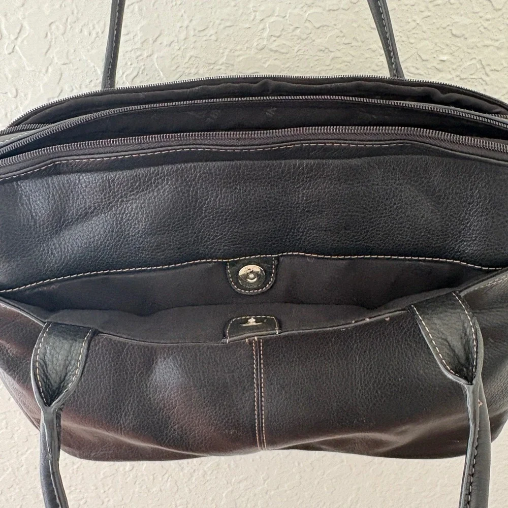 Giani Bernini Laptop Tote Bag Multi-Compartment‎ Leather, Womens Large Black